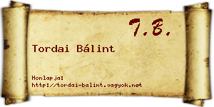 Tordai Bálint névjegykártya
